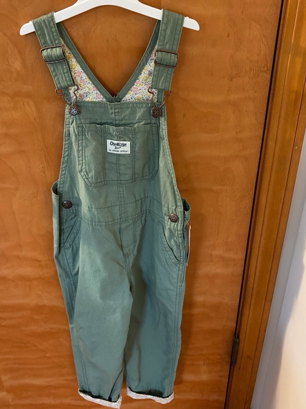 OshKosh B'gosh Sage Green Women's Overalls with Floral Lining